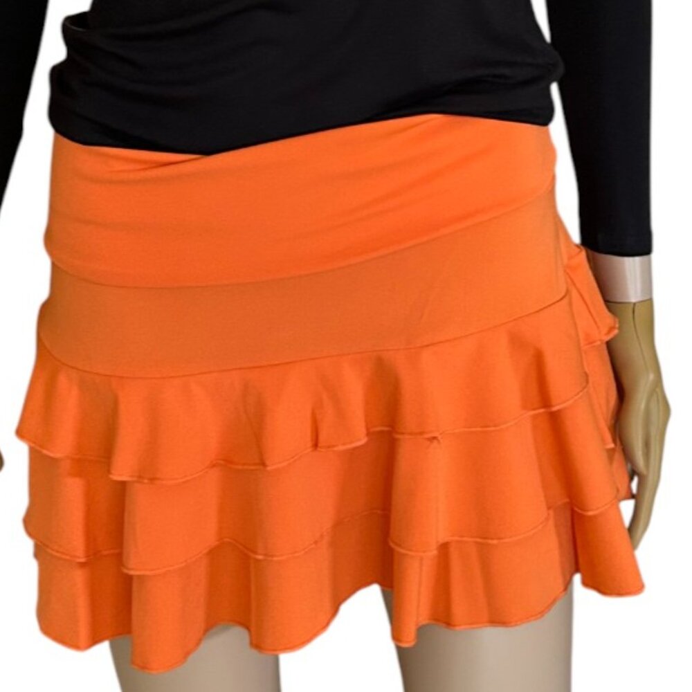 VINTAGE Y2K Tempted Women's Tiered Ruffle Orange Skirt Medium M NWOT